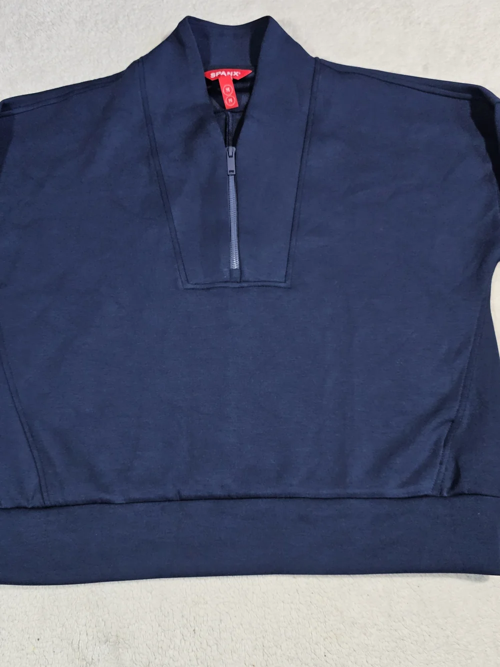 Spanx Air Essentials Half Zip Sweatshirt - TIMELESS NAVY BLUE - MEDIUM